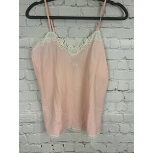 Vtg Natori Camisole Womens M Pink Cami Top Satin Shiny Liquid Tank Sheer